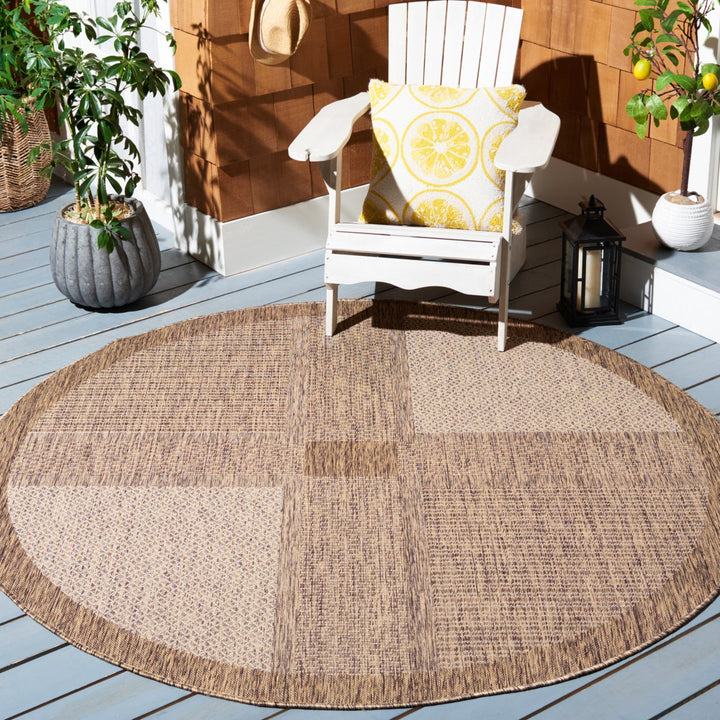 SAFAVIEH Outdoor CY1928-3009 Courtyard Brown / Natural Rug Image 2