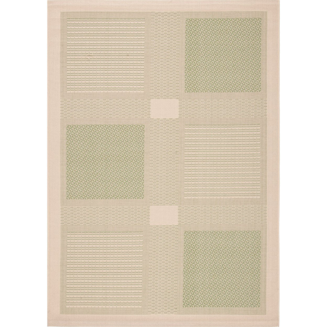 SAFAVIEH Outdoor CY1928-1E01 Courtyard Natural / Olive Rug Image 1