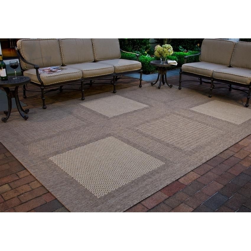 SAFAVIEH Outdoor CY1928-3009 Courtyard Brown / Natural Rug Image 1