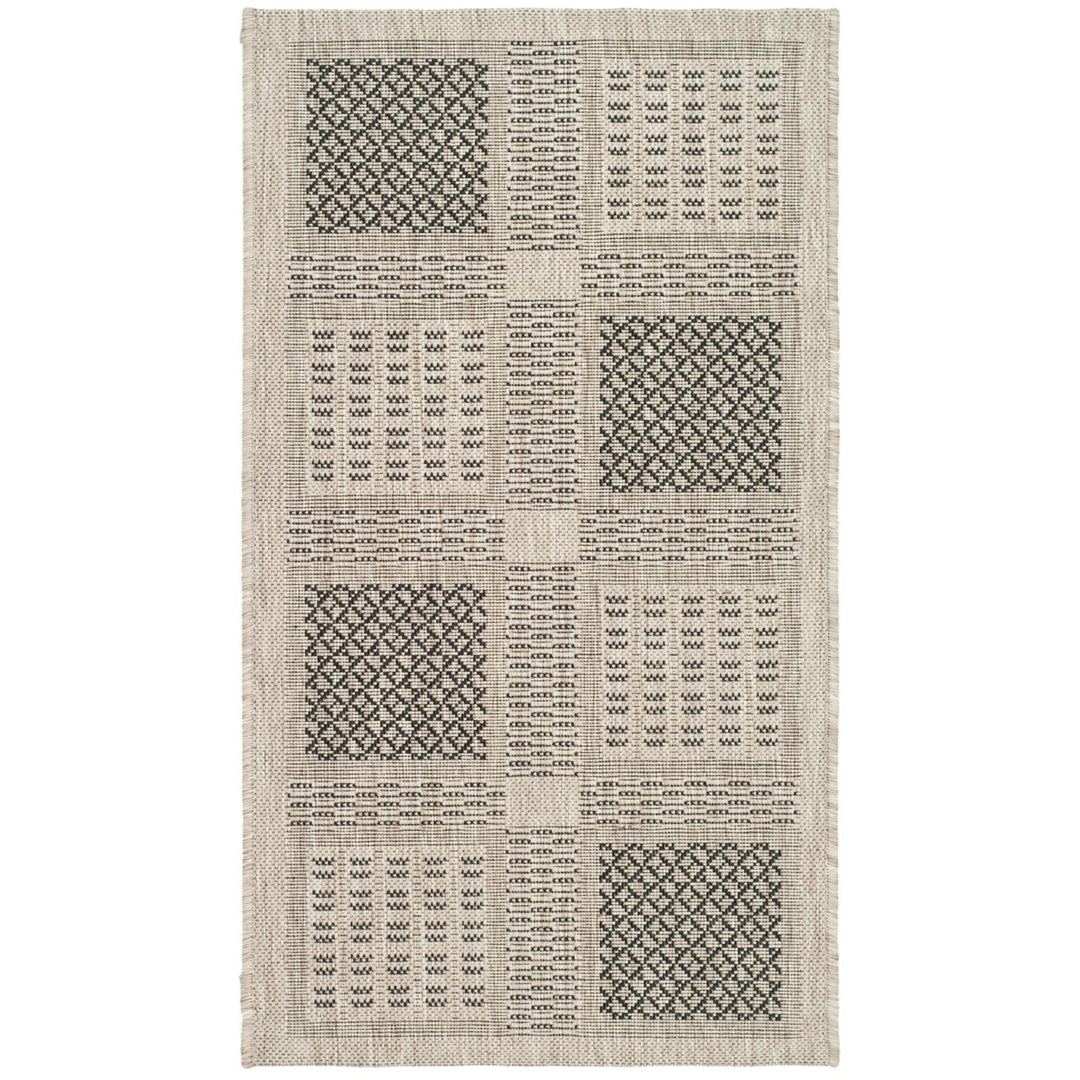 SAFAVIEH Indoor Outdoor CY1928-3901 Courtyard Sand / Black Rug Image 1