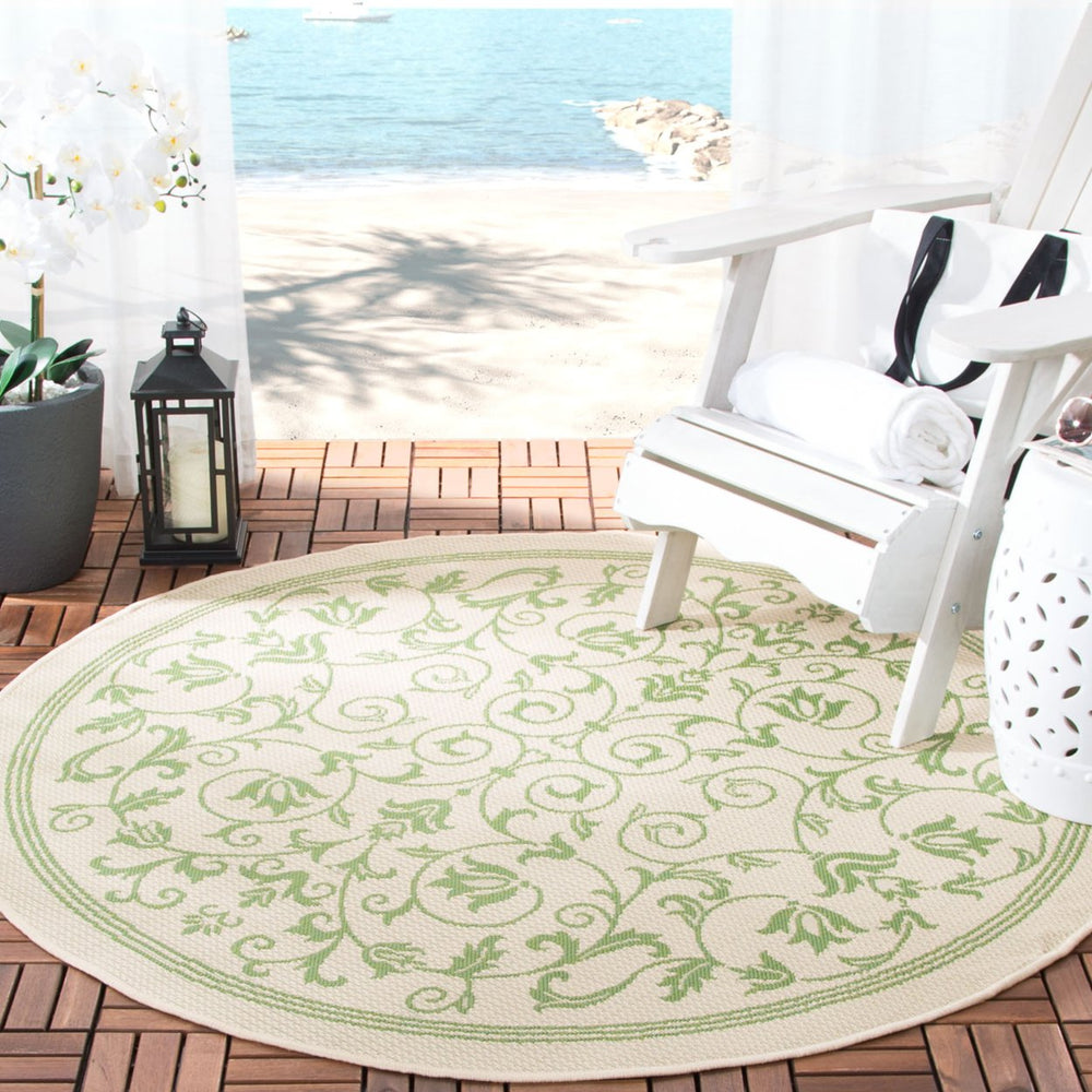SAFAVIEH Outdoor CY2098-1E01 Courtyard Natural / Olive Rug Image 2