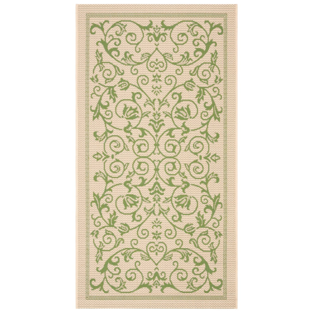 SAFAVIEH Outdoor CY2098-1E01 Courtyard Natural / Olive Rug Image 4