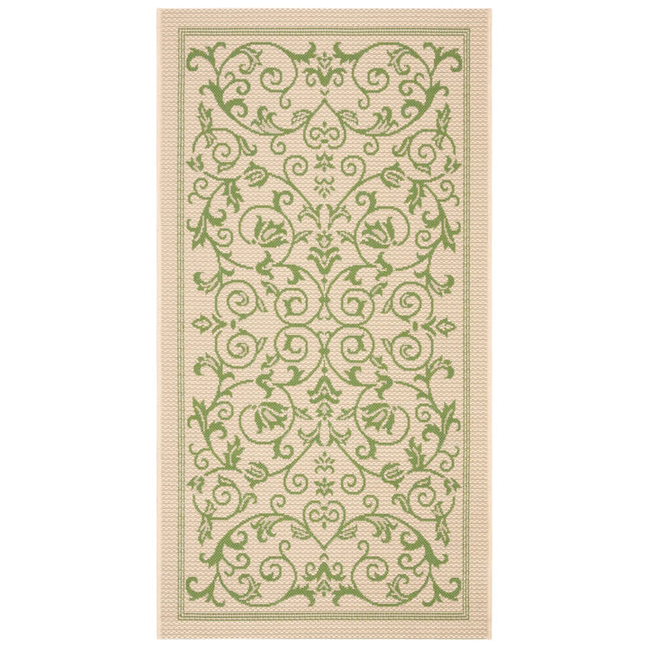 SAFAVIEH Outdoor CY2098-1E01 Courtyard Natural / Olive Rug Image 4