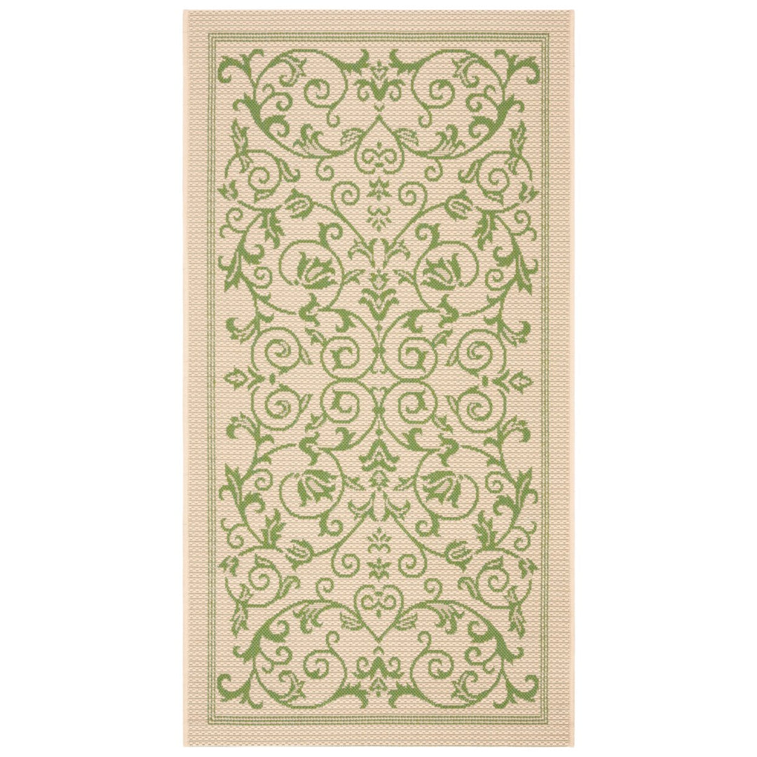 SAFAVIEH Outdoor CY2098-1E01 Courtyard Natural / Olive Rug Image 1