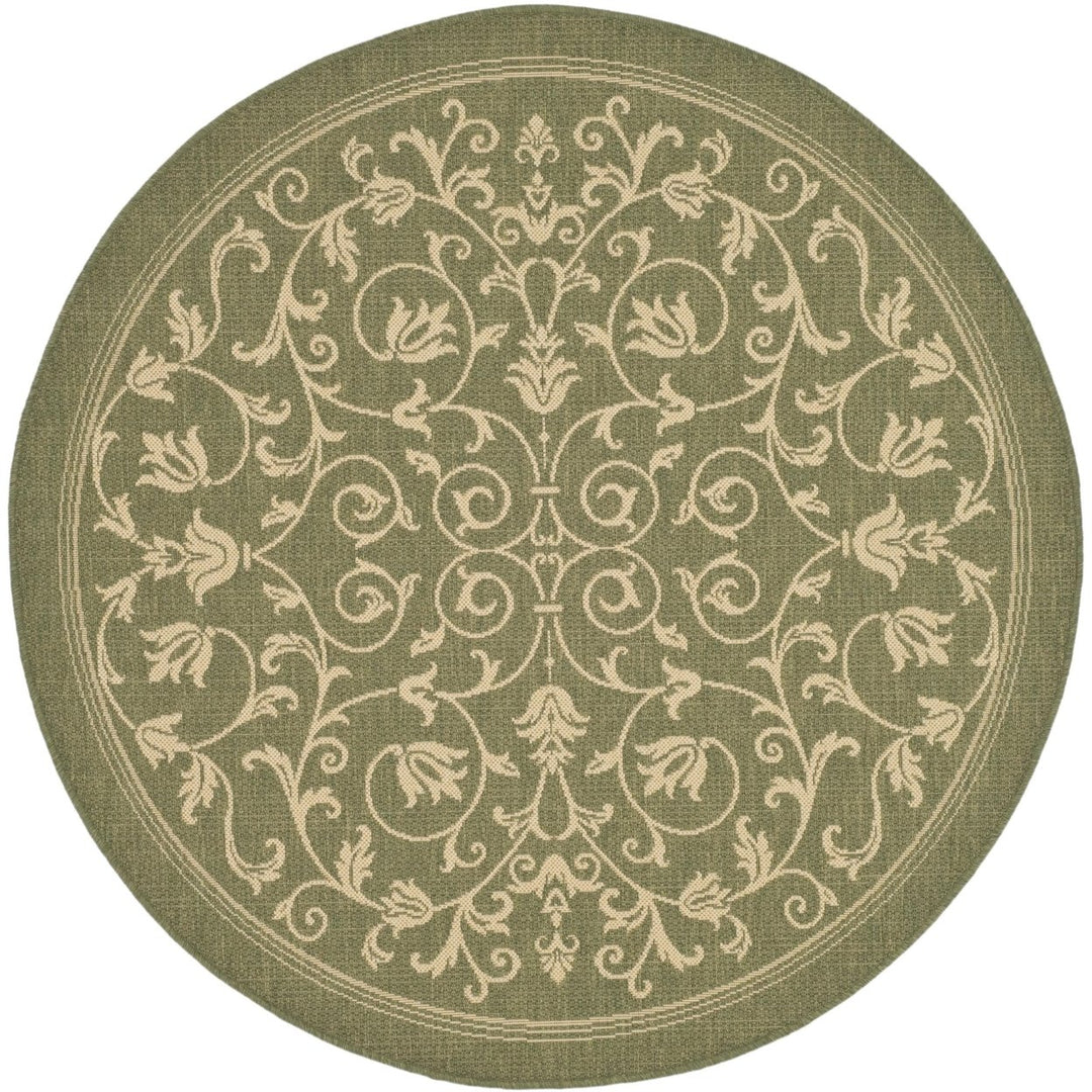 SAFAVIEH Outdoor CY2098-1E01 Courtyard Natural / Olive Rug Image 5