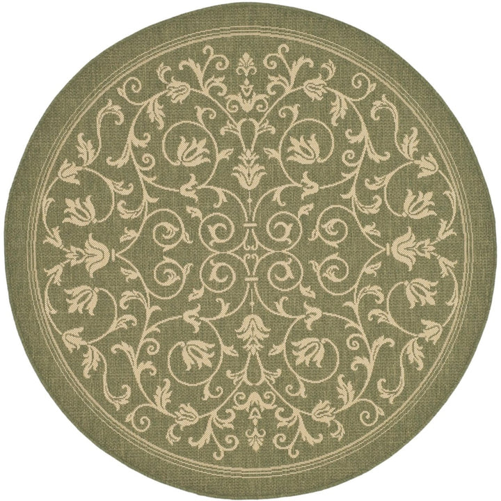 SAFAVIEH Outdoor CY2098-1E01 Courtyard Natural / Olive Rug Image 1