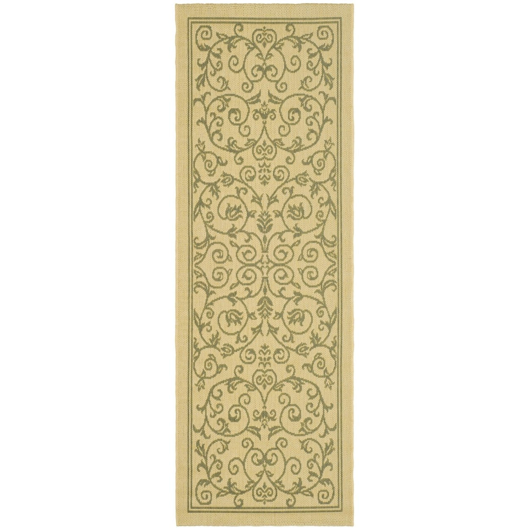 SAFAVIEH Outdoor CY2098-1E01 Courtyard Natural / Olive Rug Image 6