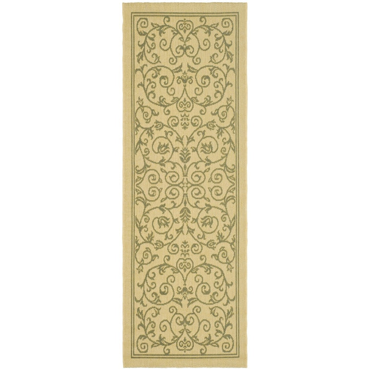 SAFAVIEH Outdoor CY2098-1E01 Courtyard Natural / Olive Rug Image 6