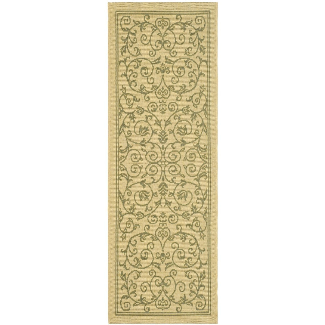 SAFAVIEH Outdoor CY2098-1E01 Courtyard Natural / Olive Rug Image 1