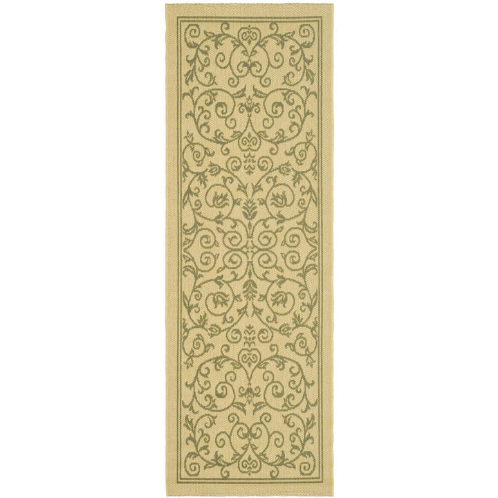 SAFAVIEH Outdoor CY2098-1E01 Courtyard Natural / Olive Rug Image 1