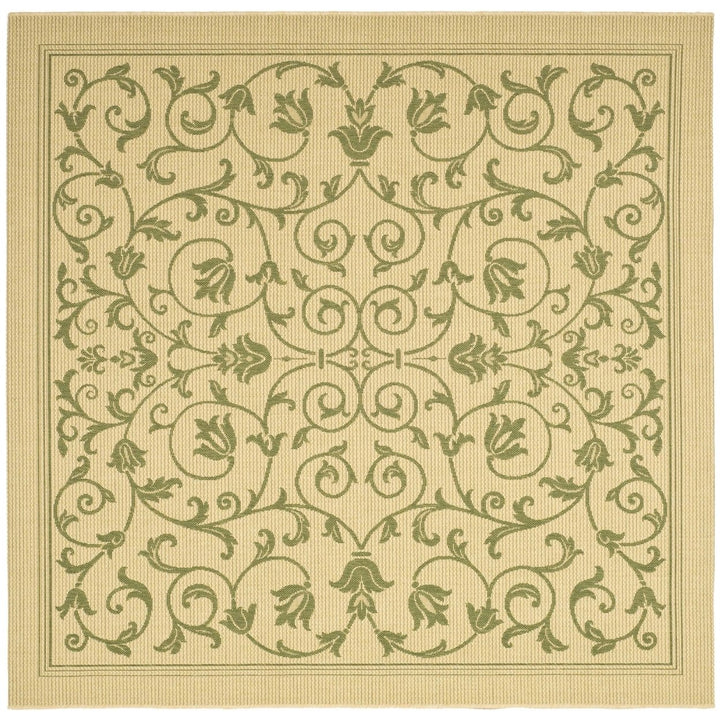 SAFAVIEH Outdoor CY2098-1E01 Courtyard Natural / Olive Rug Image 1