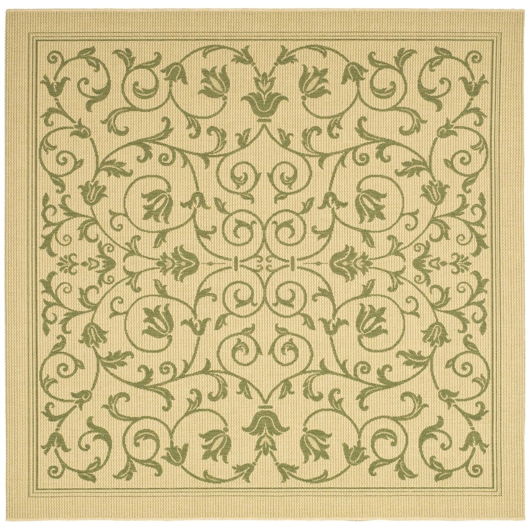 SAFAVIEH Outdoor CY2098-1E01 Courtyard Natural / Olive Rug Image 1