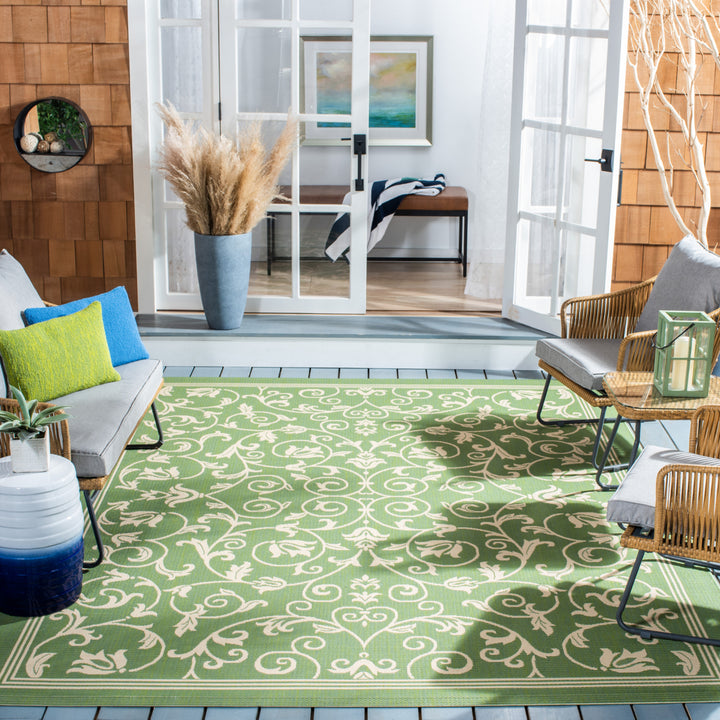 SAFAVIEH Outdoor CY2098-1E06 Courtyard Olive / Natural Rug Image 1
