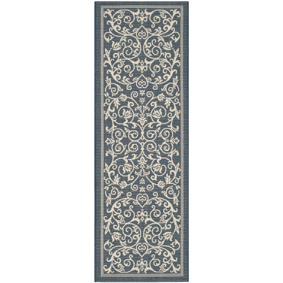 SAFAVIEH Indoor Outdoor CY2098-268 Courtyard Navy / Beige Rug Image 1