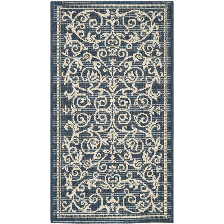 SAFAVIEH Indoor Outdoor CY2098-268 Courtyard Navy / Beige Rug Image 1