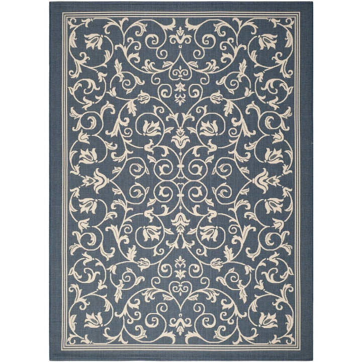 SAFAVIEH Indoor Outdoor CY2098-268 Courtyard Navy / Beige Rug Image 1