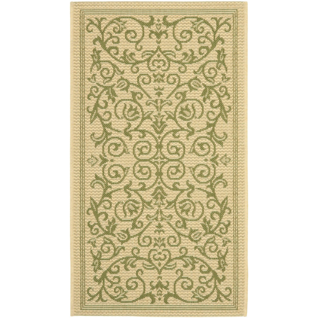 SAFAVIEH Outdoor CY2098-1E01 Courtyard Natural / Olive Rug Image 1