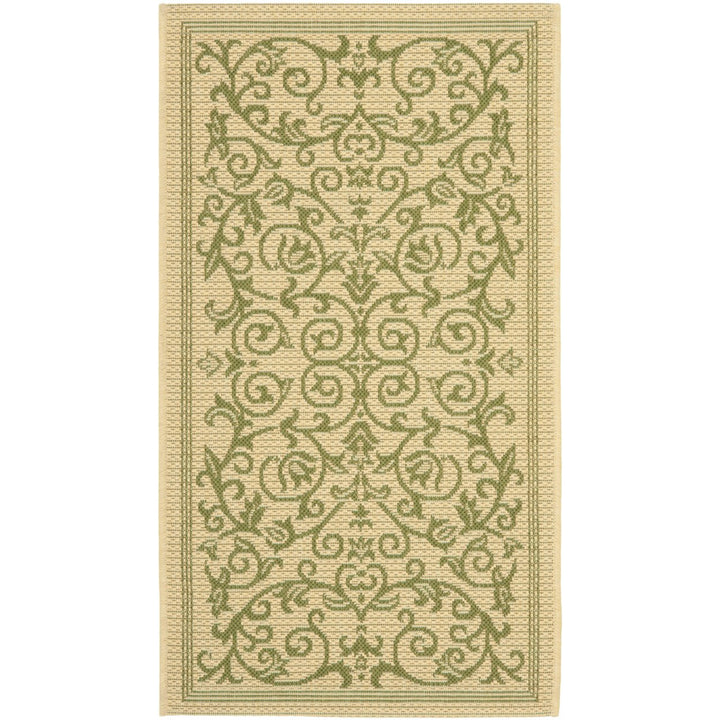 SAFAVIEH Outdoor CY2098-1E01 Courtyard Natural / Olive Rug Image 1