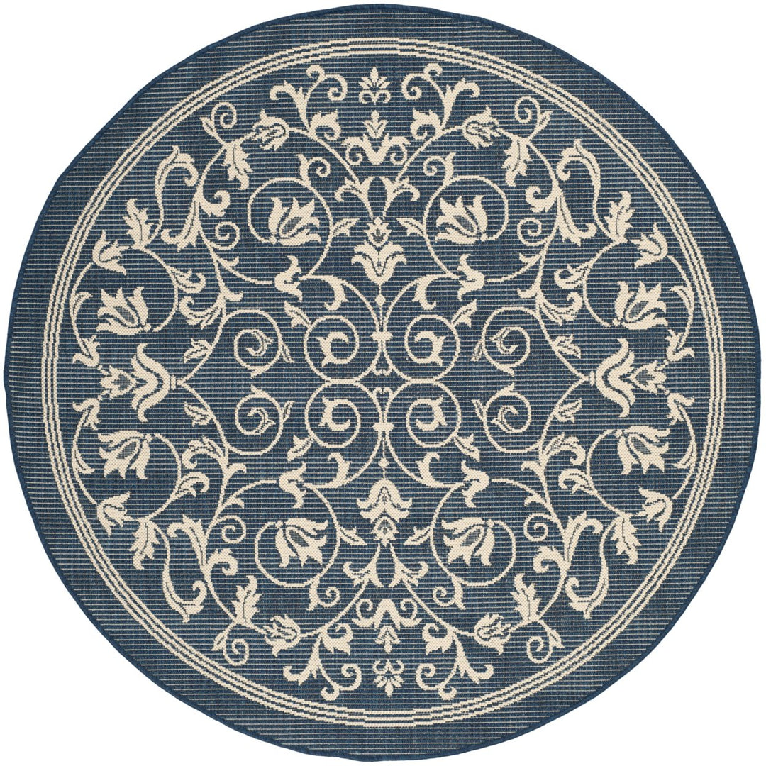 SAFAVIEH Indoor Outdoor CY2098-268 Courtyard Navy / Beige Rug Image 1