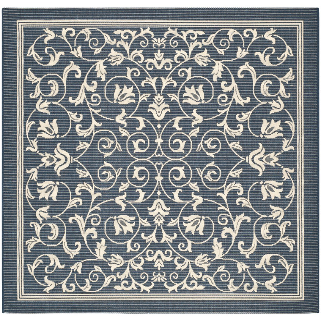 SAFAVIEH Indoor Outdoor CY2098-268 Courtyard Navy / Beige Rug Image 1