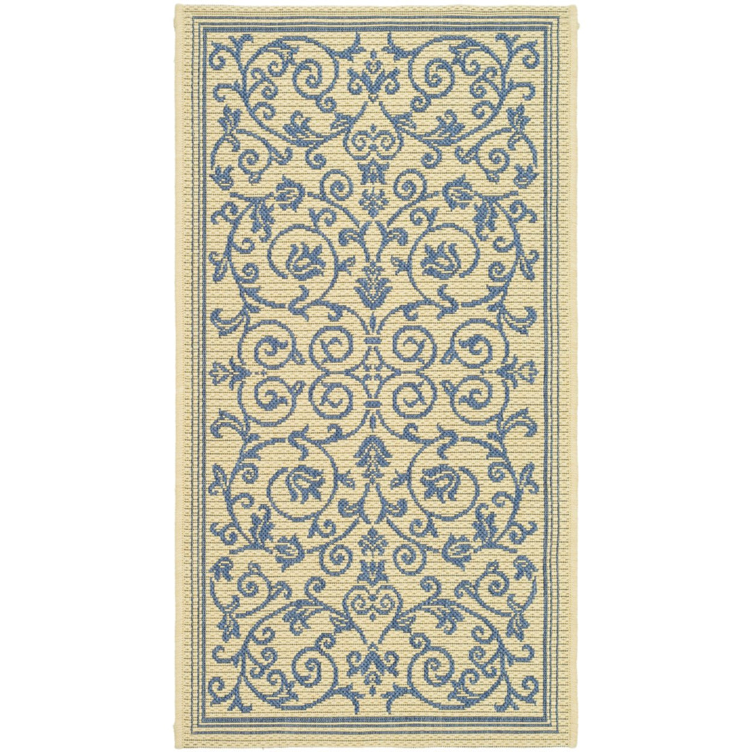 SAFAVIEH Outdoor CY2098-3101 Courtyard Natural / Blue Rug Image 1