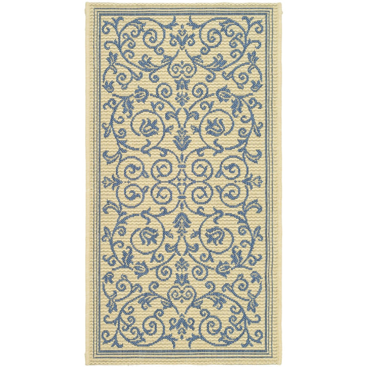 SAFAVIEH Outdoor CY2098-3101 Courtyard Natural / Blue Rug Image 1