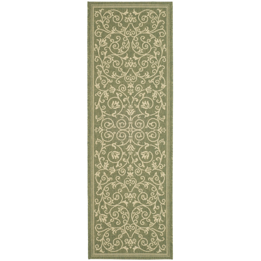 SAFAVIEH Outdoor CY2098-1E06 Courtyard Olive / Natural Rug Image 6
