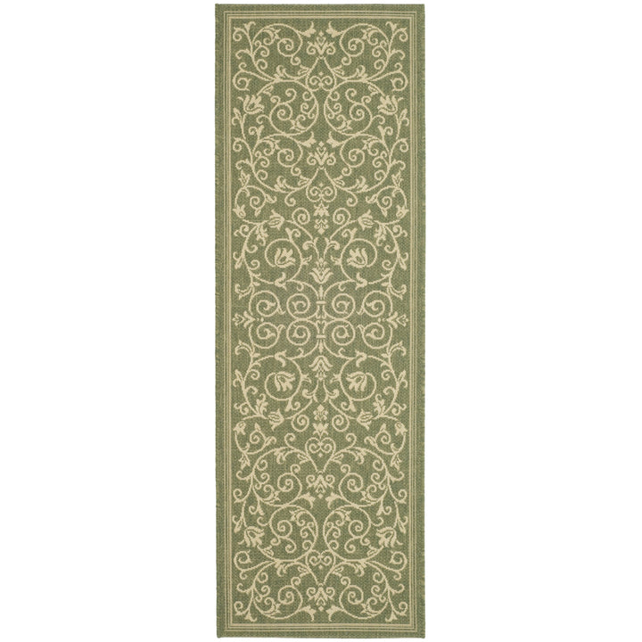 SAFAVIEH Outdoor CY2098-1E06 Courtyard Olive / Natural Rug Image 6