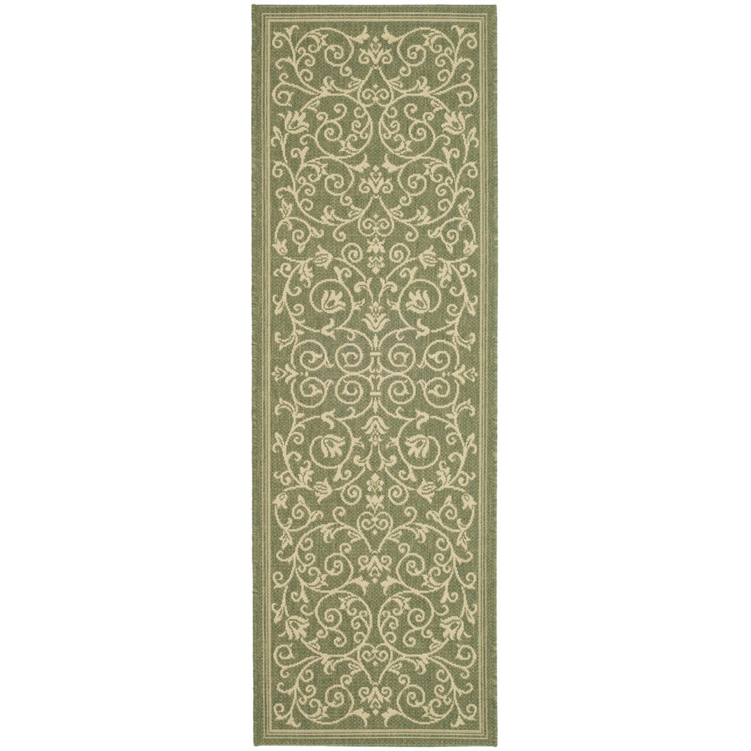 SAFAVIEH Outdoor CY2098-1E06 Courtyard Olive / Natural Rug Image 1