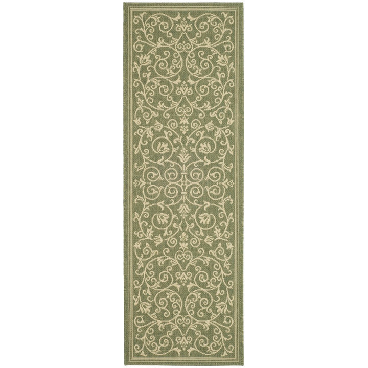 SAFAVIEH Outdoor CY2098-1E06 Courtyard Olive / Natural Rug Image 1