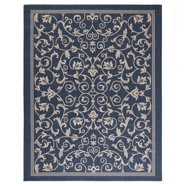 SAFAVIEH Indoor Outdoor CY2098-268 Courtyard Navy / Beige Rug Image 1