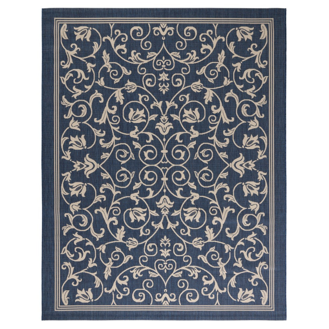 SAFAVIEH Indoor Outdoor CY2098-268 Courtyard Navy / Beige Rug Image 1