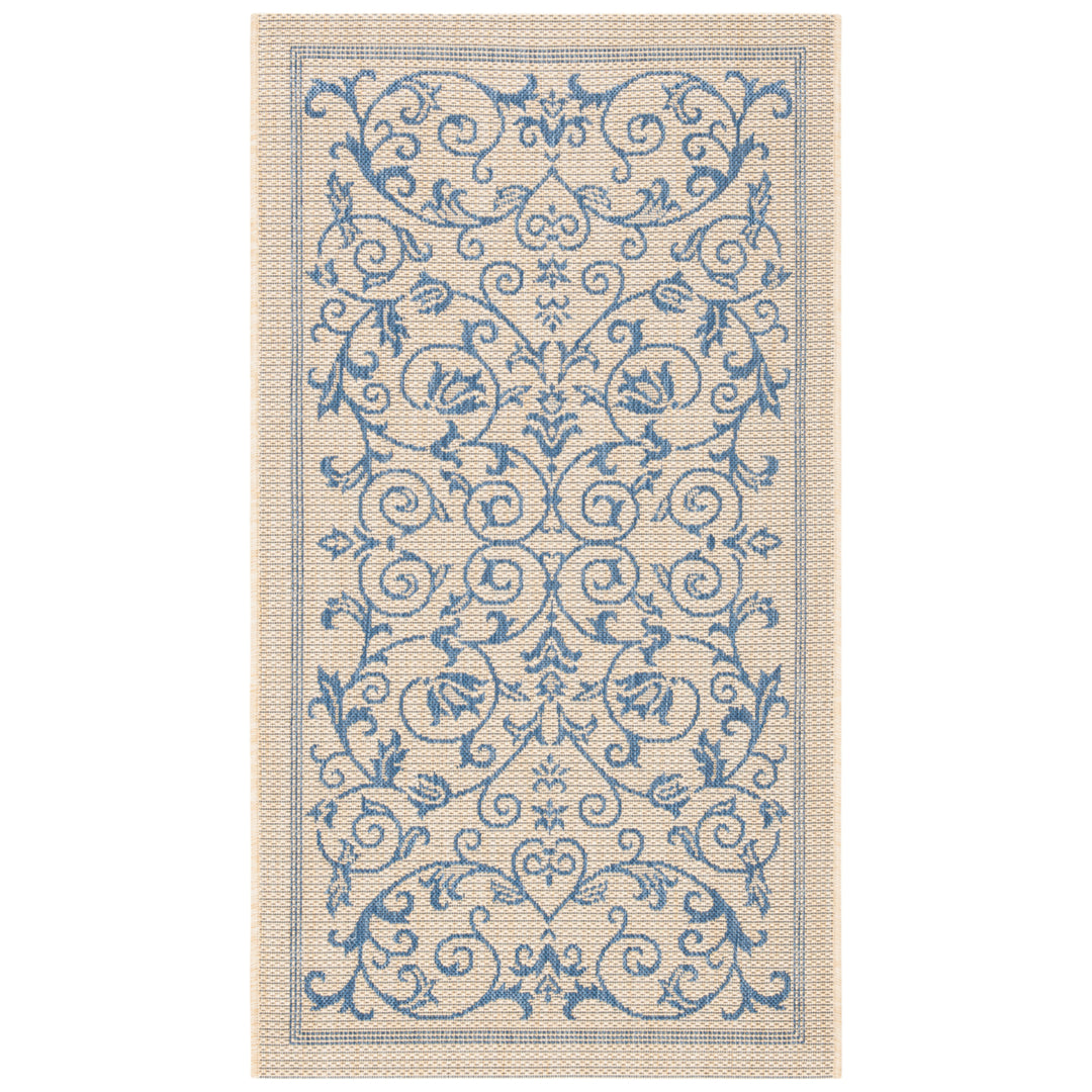 SAFAVIEH Outdoor CY2098-3101 Courtyard Natural / Blue Rug Image 4