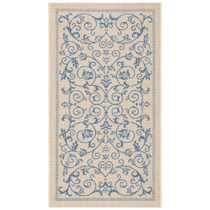 SAFAVIEH Outdoor CY2098-3101 Courtyard Natural / Blue Rug Image 4