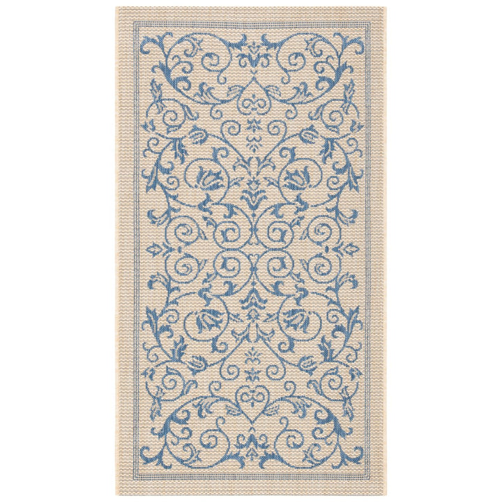 SAFAVIEH Outdoor CY2098-3101 Courtyard Natural / Blue Rug Image 1