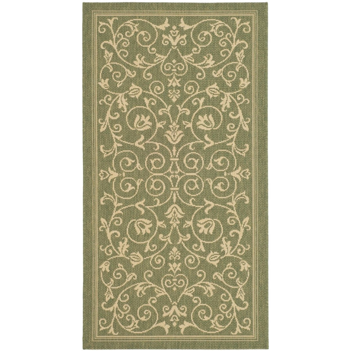 SAFAVIEH Outdoor CY2098-1E06 Courtyard Olive / Natural Rug Image 1