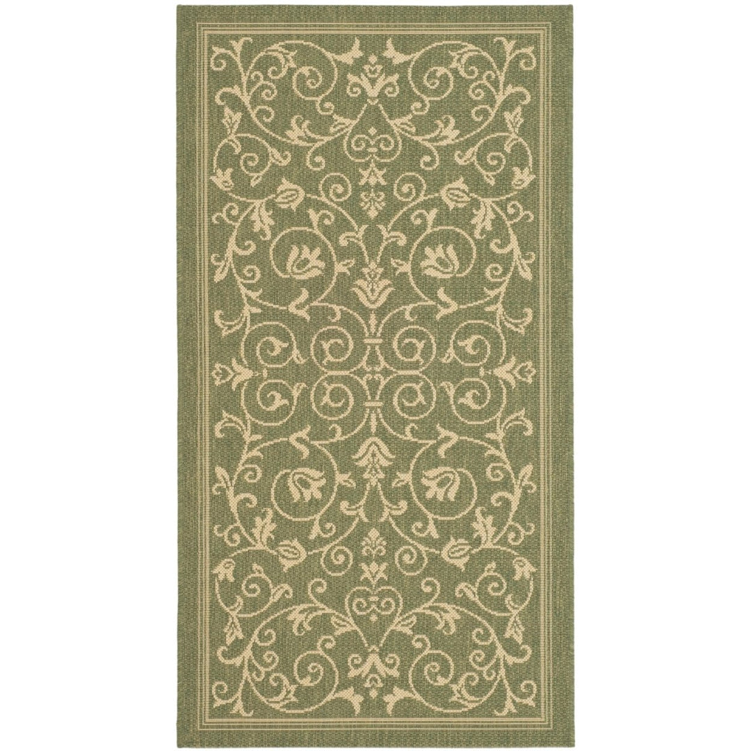 SAFAVIEH Outdoor CY2098-1E06 Courtyard Olive / Natural Rug Image 1