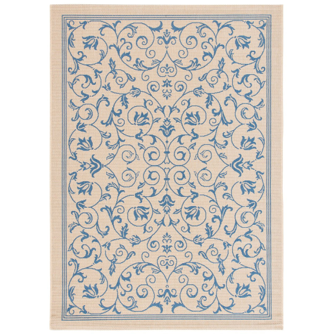 SAFAVIEH Outdoor CY2098-3101 Courtyard Natural / Blue Rug Image 5