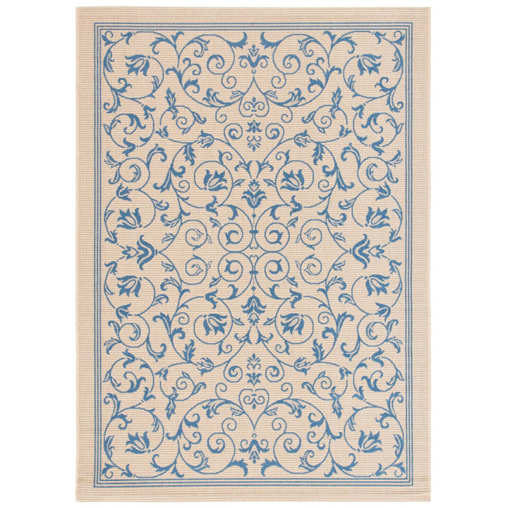 SAFAVIEH Outdoor CY2098-3101 Courtyard Natural / Blue Rug Image 1