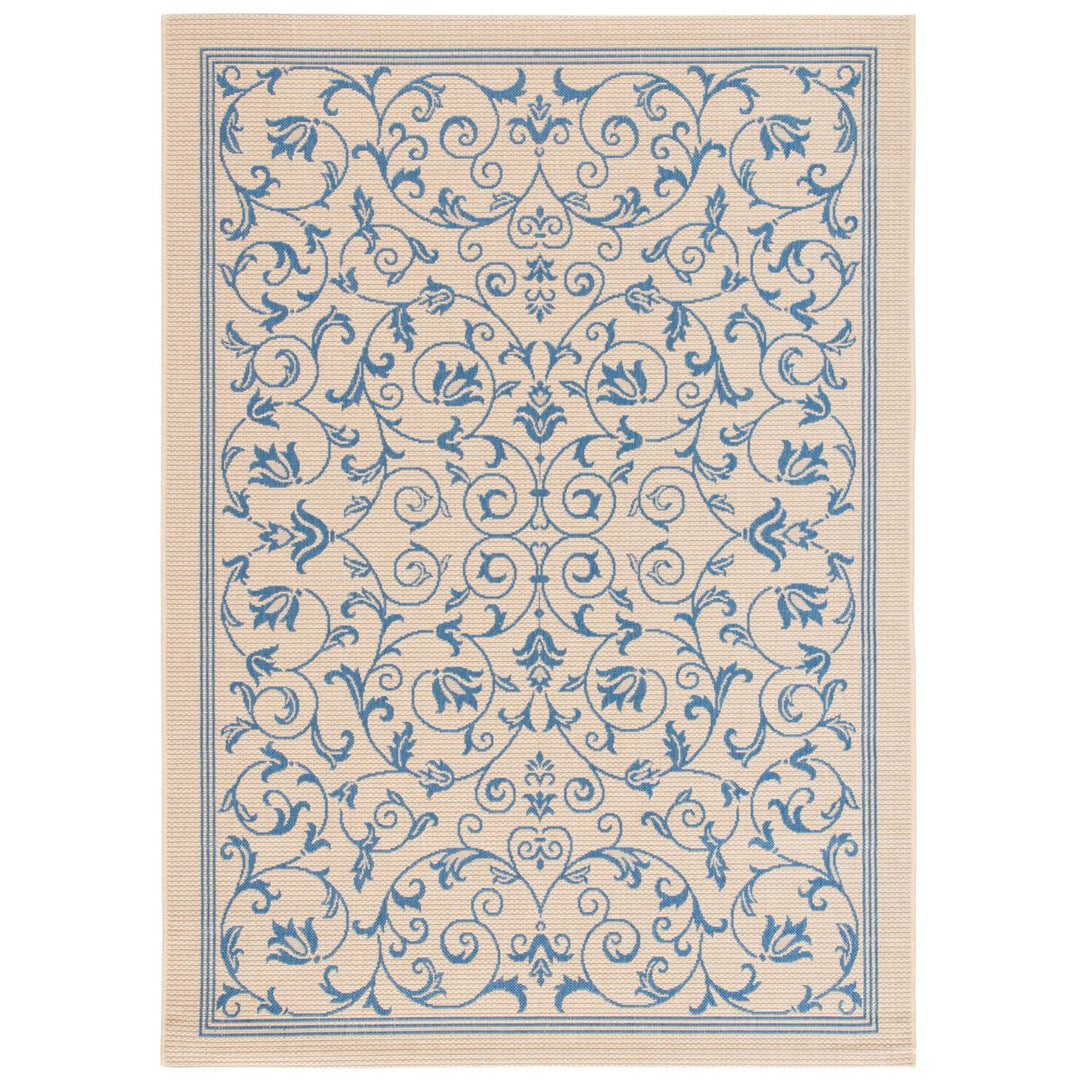 SAFAVIEH Outdoor CY2098-3101 Courtyard Natural / Blue Rug Image 1