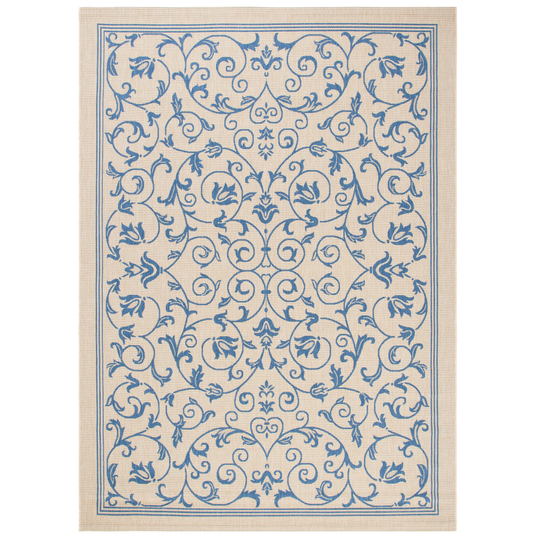 SAFAVIEH Outdoor CY2098-3101 Courtyard Natural / Blue Rug Image 7