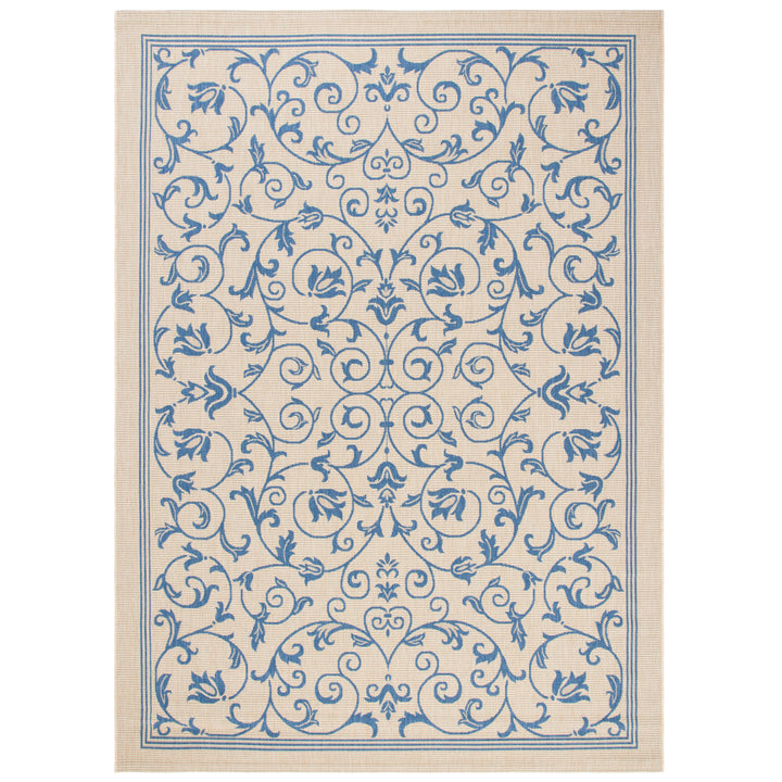 SAFAVIEH Outdoor CY2098-3101 Courtyard Natural / Blue Rug Image 7