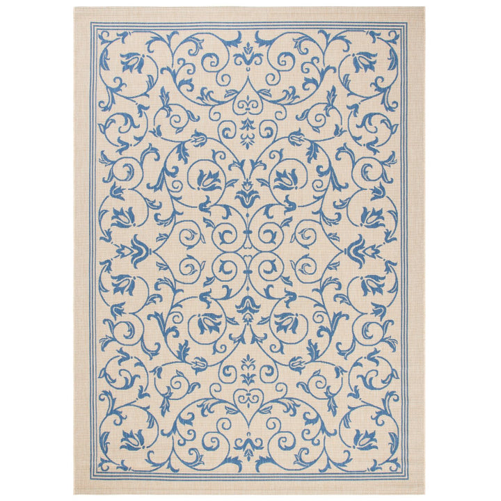 SAFAVIEH Outdoor CY2098-3101 Courtyard Natural / Blue Rug Image 1