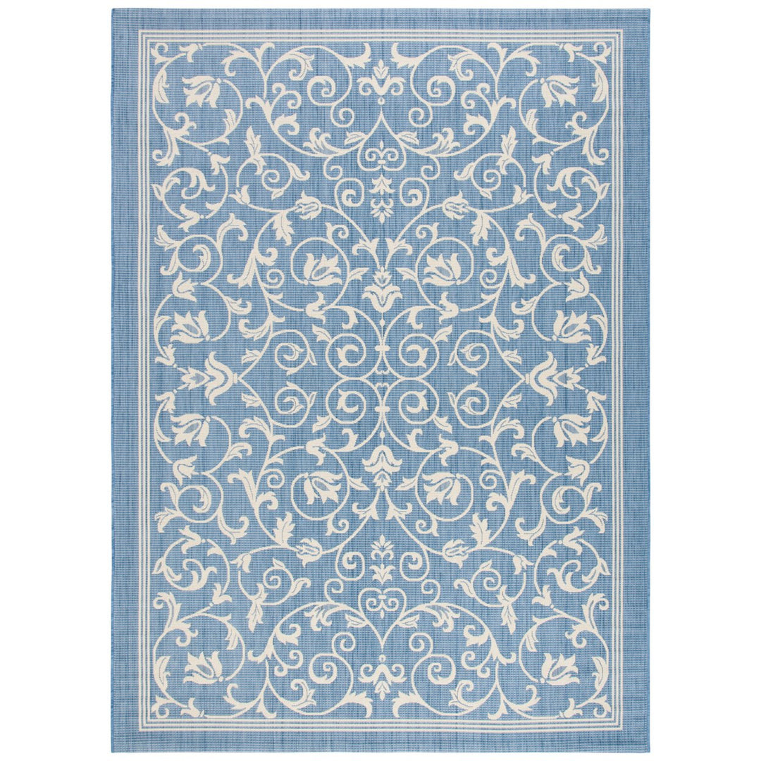 SAFAVIEH Outdoor CY2098-3103 Courtyard Blue / Natural Rug Image 1