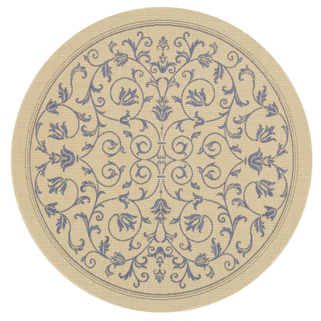 SAFAVIEH Outdoor CY2098-3101 Courtyard Natural / Blue Rug Image 8