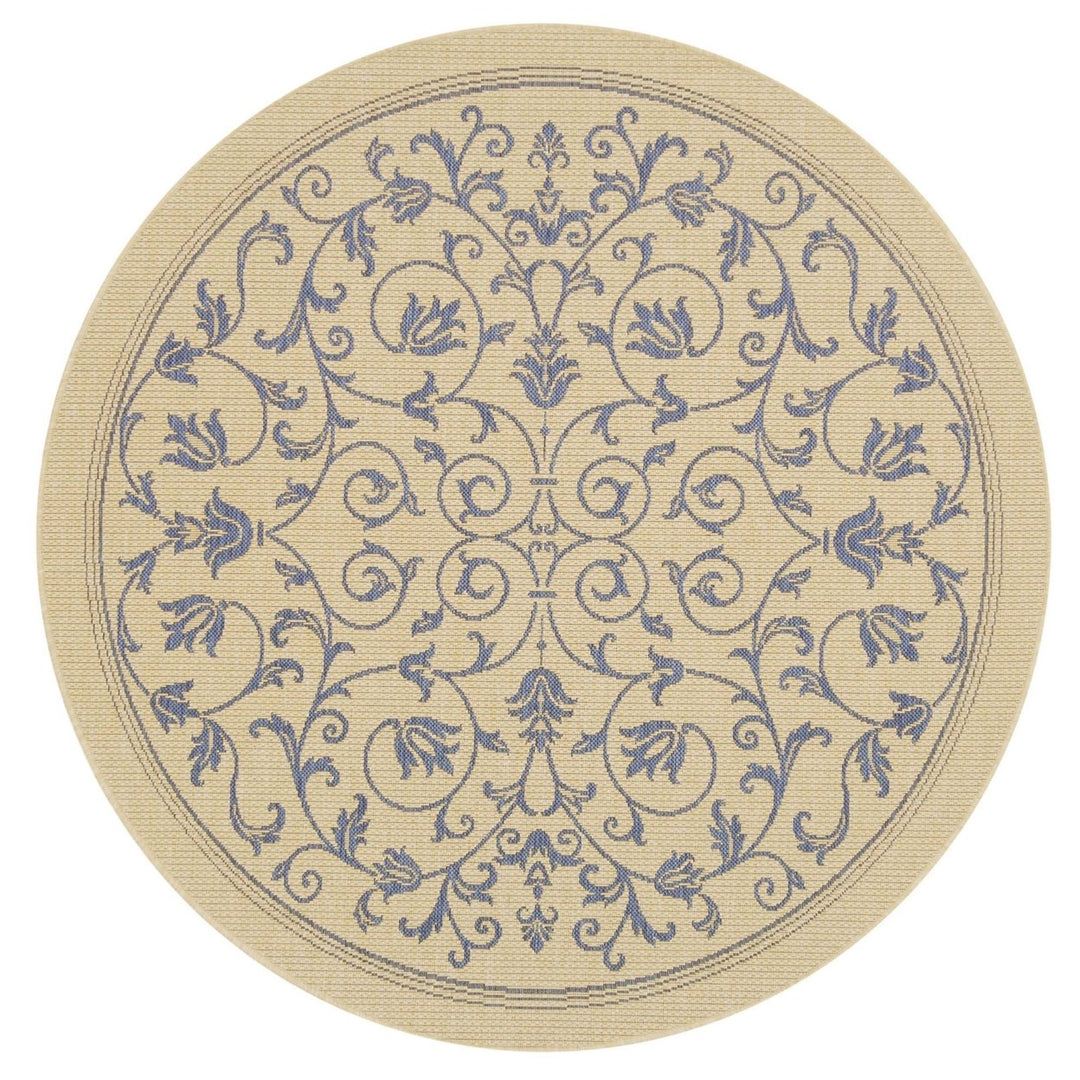 SAFAVIEH Outdoor CY2098-3101 Courtyard Natural / Blue Rug Image 1