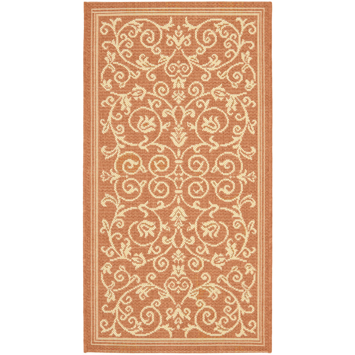 SAFAVIEH Outdoor CY2098-3202 Courtyard Terracotta / Natural Rug Image 2
