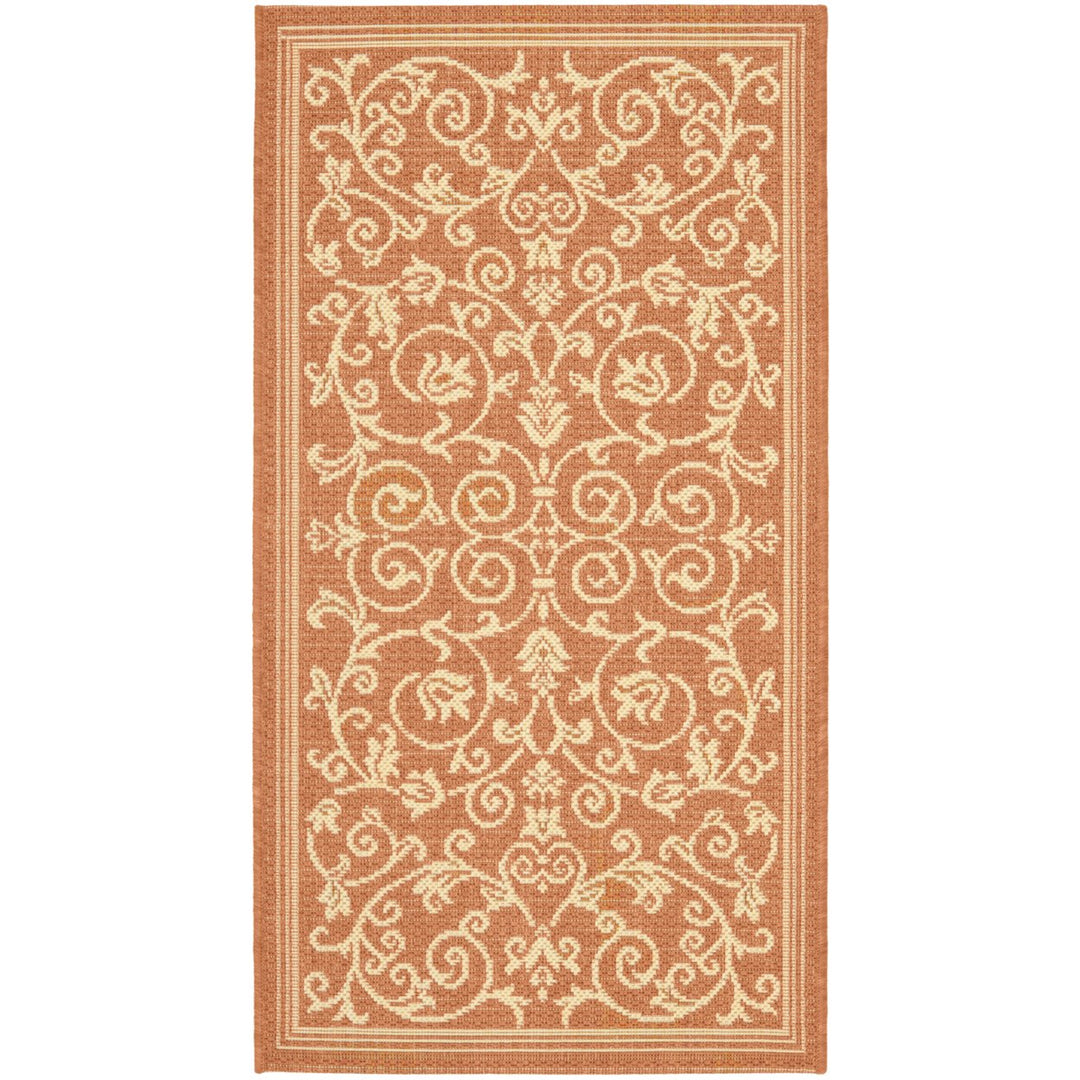 SAFAVIEH Outdoor CY2098-3202 Courtyard Terracotta / Natural Rug Image 1