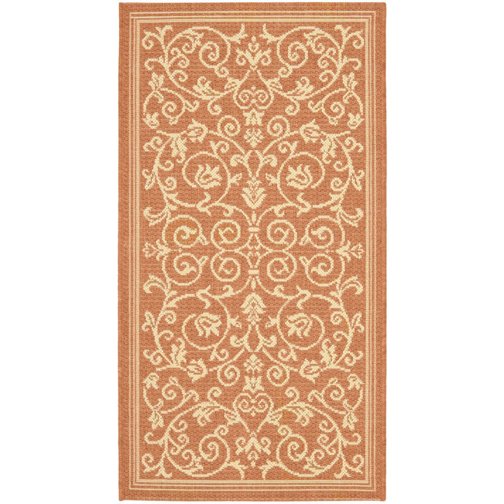 SAFAVIEH Outdoor CY2098-3202 Courtyard Terracotta / Natural Rug Image 1