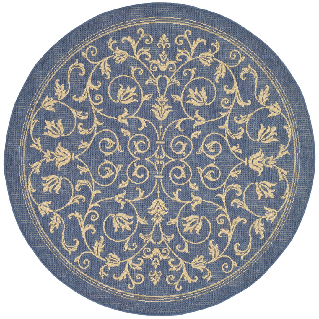 SAFAVIEH Outdoor CY2098-3103 Courtyard Blue / Natural Rug Image 5